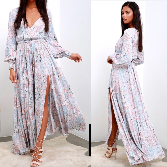 Lulus Dresses & Skirts - Lulu’s Psyche Dahlia Blue Pink Maxi Dress